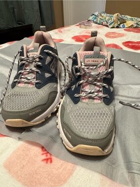 Skechers Women's Gray Navy Pink Run Trail Sneakers